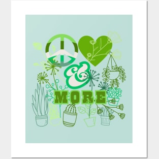 Peace, Love, and MORE Plants - Retro Leaf Green Colorway in Pacific Northwest Style Posters and Art